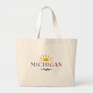 Michigan Rainbow Text Large Tote Bag Jumbo Stoffbeutel