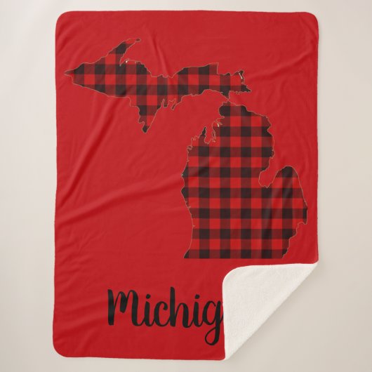 Michigan Red Buffalo Print Sherpa Blanket Sherpadecke (Vorderseite)