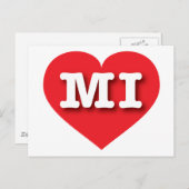MIchigan Red Heart - I Liebe MI Postkarte (Vorne/Hinten)