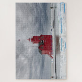 Michigan Red Lighthouse im Winter Puzzle (Vertikal)