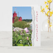 Michigan Red Lighthouse und Hibiskus Karte (Gelbe Blume)