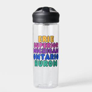 Michigan Regenbogen-Text Great Lakes Wasserflasche Trinkflasche