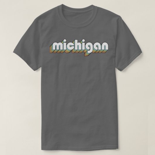 Michigan Retro Rainbow Typografie Faded Style T-Shirt (Design vorne)