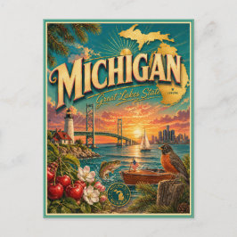 Michigan Retro-Reise-Souvenir-Postkarte Postkarte