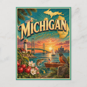 Michigan Retro-Reise-Souvenir-Postkarte Postkarte