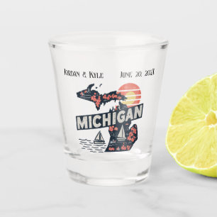 Michigan Retro-Silhouette benutzerdefinierbar Schnapsglas