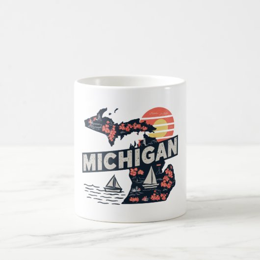 Michigan Retro Silhouette Kaffeetasse (Mittel)