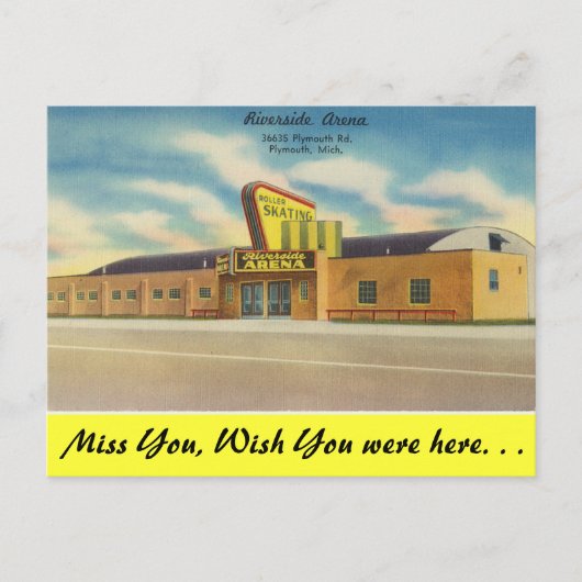 Michigan, Riverside Arena, Roller Skaten Postkarte (Vorderseite)