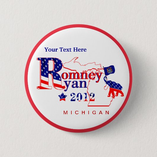 Michigan Romney und Knopf Ryans 2012 - fertigen Button (Vorderseite)