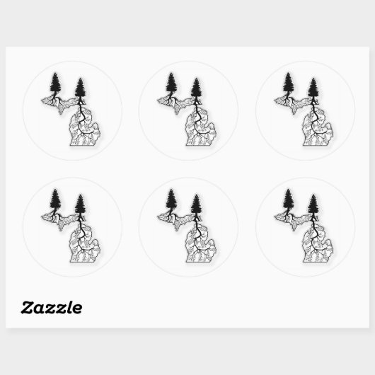 Michigan Roots Runder Aufkleber (Blatt)