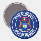 Michigan Round Emblem Magnet (Vorderseite/Rückseite)