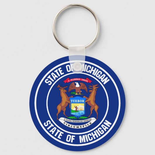 Michigan Round Emblem Schlüsselanhänger (Vorderseite)