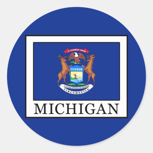 Michigan Runder Aufkleber (Vorderseite)