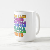 Michigan Sand Dunes Rainbow Bubble Letter Mug Kaffeetasse (VorderseiteRechts)