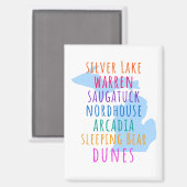 Michigan Sand Dunes Rainbow Text Magnet  (Vorderseite/Rückseite)