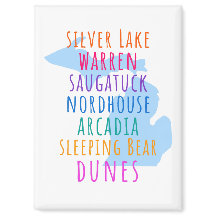 Michigan Sand Dunes Rainbow Text Magnet 