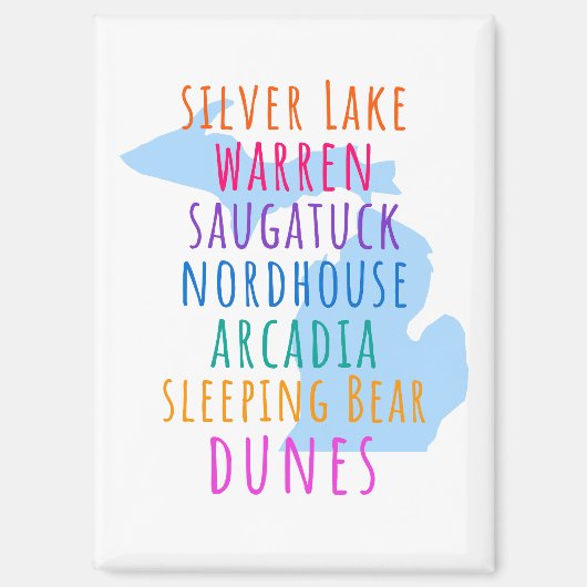 Michigan Sand Dunes Rainbow Text Magnet  (Vorderseite)
