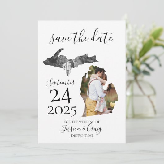 Michigan Save the Date Card (Stehend Vorderseite)