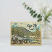 Michigan Save the Date Mountains River Snow Ankündigungspostkarte (Stehend Vorderseite)