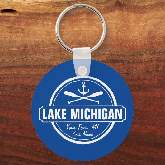 Michigan-See, benutzerdefinierte Stadt, Name, Anke Schlüsselanhänger (Rückseite)