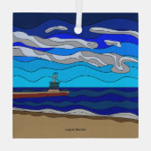 Michigan-See - Glasdekoration (Platz) Ornament Aus Glas (Rückseite)