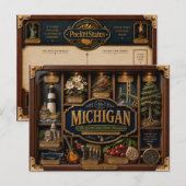 Michigan Shadow Box 3D Figurine Staat Postkarte (Vorne/Hinten)