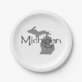 Michigan Shaped Gray Michigander Paper Party Pappteller (Vorderseite)