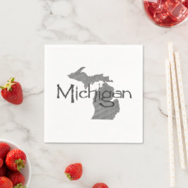 Michigan Shaped Gray Textured Vintag Chalkboard Serviette