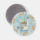 Michigan Shells Leuchtturm Magnet (Vorderseite/Rückseite)