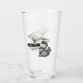 Michigan-Silhouette mit Petoskey-Steinen gefüllt Glas (Rückseite)