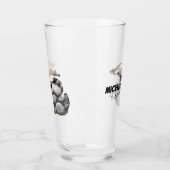 Michigan-Silhouette mit Petoskey-Steinen gefüllt Glas (Links)