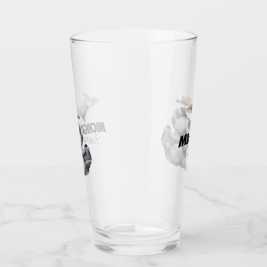 Michigan-Silhouette mit Petoskey-Steinen gefüllt Glas (Rechts)