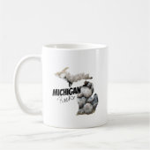 Michigan-Silhouette mit Petoskey-Steinen gefüllt Kaffeetasse (Links)