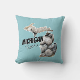 Michigan-Silhouette mit Petoskey-Steinen gefüllt Kissen