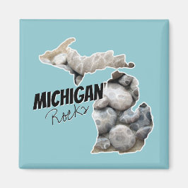 Michigan-Silhouette mit Petoskey-Steinen gefüllt Magnet