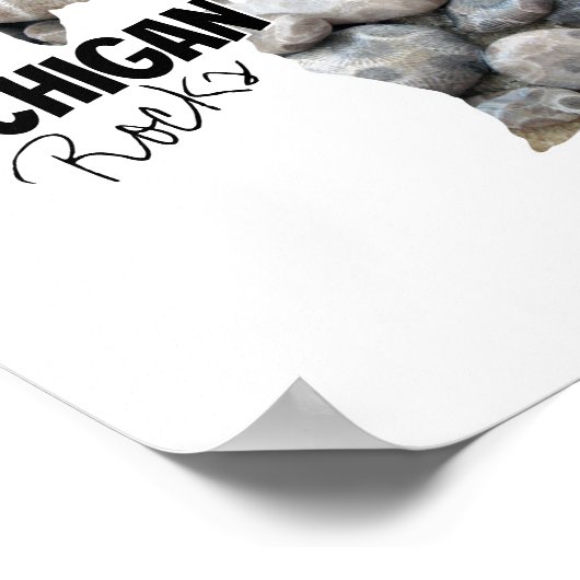 Michigan-Silhouette mit Petoskey-Steinen gefüllt Poster (Ecke)