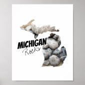 Michigan-Silhouette mit Petoskey-Steinen gefüllt Poster (Vorne)