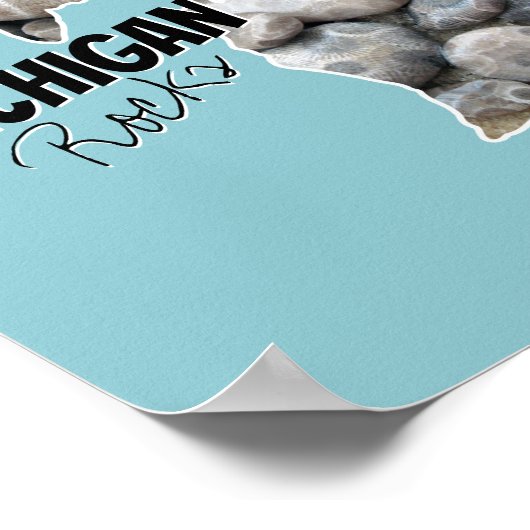 Michigan-Silhouette mit Petoskey-Steinen gefüllt Poster (Ecke)