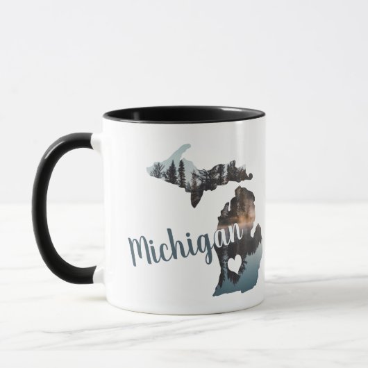 Michigan-Silhouette mit Typografie Tasse (Links)