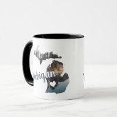 Michigan-Silhouette mit Typografie Tasse (Vorderseite Links)
