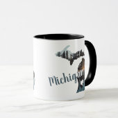 Michigan-Silhouette mit Typografie Tasse (VorderseiteRechts)