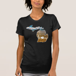 Michigan Silhouette mit Zuhause & Lake Foto T-Shirt