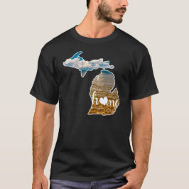 Michigan Silhouette mit Zuhause & Lake Foto T-Shirt