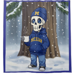 Michigan Skeleton in Blue Duschvorhang