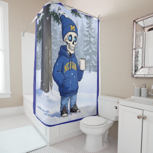Michigan Skeleton mit Kaffee Duschvorhang (Beispiel)