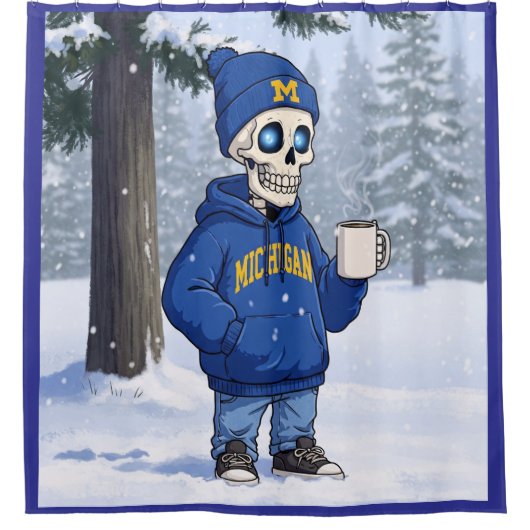 Michigan Skeleton mit Kaffee Duschvorhang (Vorderseite)