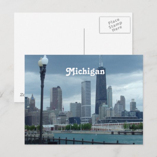 Michigan Skyline Postkarte (Vorne/Hinten)