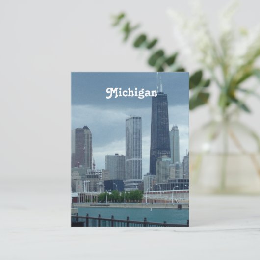 Michigan Skyline Postkarte (Stehend Vorderseite)