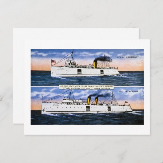 Michigan Staat Auto Ferries Postkarte (Vorne/Hinten)