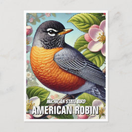 Michigan Staat Bird American Robin Postkarte